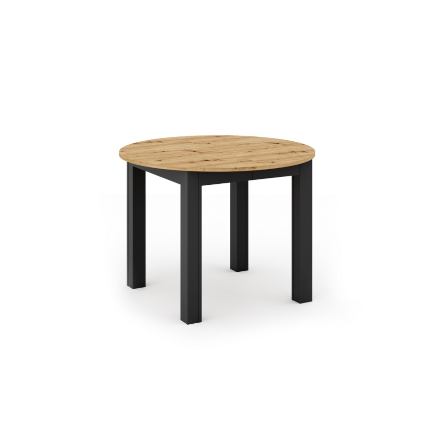 Table à manger extensible WILY, chêne artisan/noir