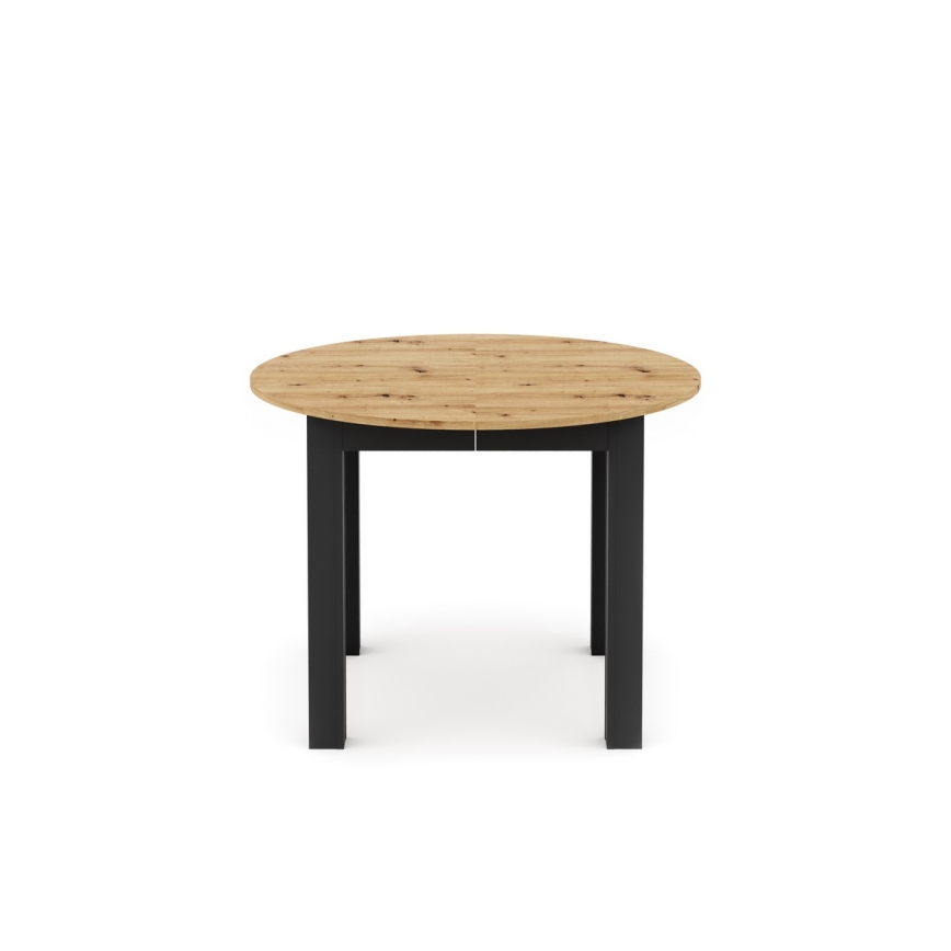 Table à manger extensible WILY, chêne artisan/noir