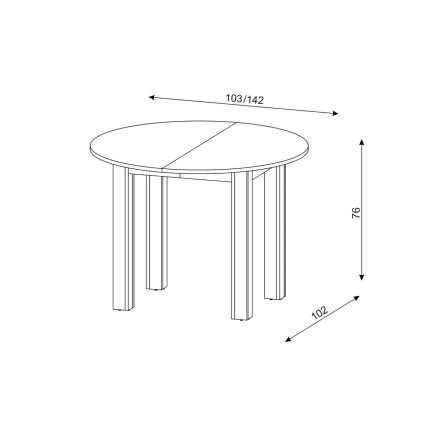 Table à manger extensible WILY, chêne artisan/noir