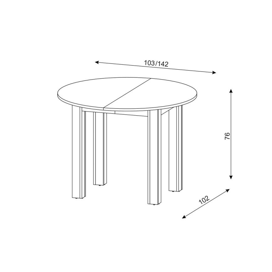 Table à manger extensible WILY, chêne artisan/noir