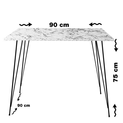 Table à manger SANDALF 75x90 cm marron/noir