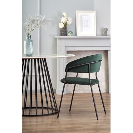 Table à manger SEREIN, décor marbre blanc/noir