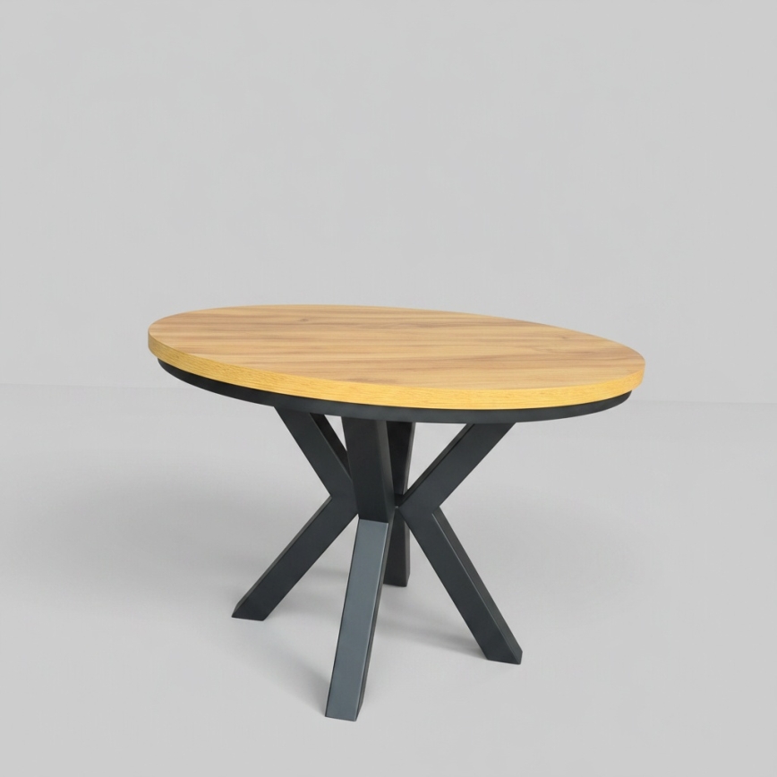 Table à rallonge CONVI 100/140x73 cm chêne craft/noir