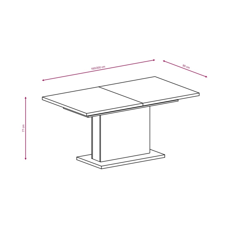 Table à rallonge STRAP 160/200 x 90 cm blanche