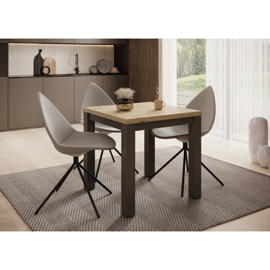 Table à rallonge ZARO 80/160x80 cm chêne artisan/noir