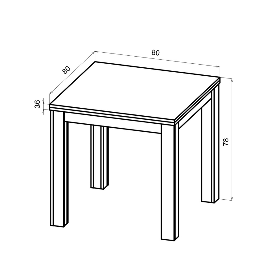 Table à rallonge ZARO 80/160x80 cm chêne artisan/noir