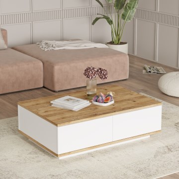 Table basse 28,6x90 cm pin atlantic/blanc