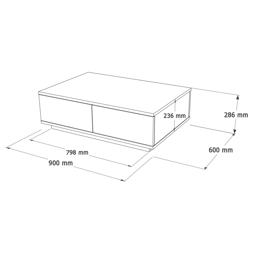 Table basse 28,6x90 cm pin atlantic/blanc