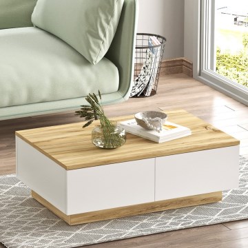 Table basse 31,6x90 cm chêne/blanc