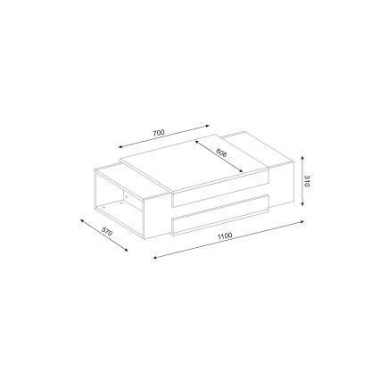 Table basse 31x110 cm NORA blanc/noyer