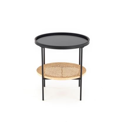 Table basse 45x45 cm noir/rotin