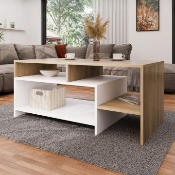 Table basse ALVA 120x53 cm blanc/chêne grande