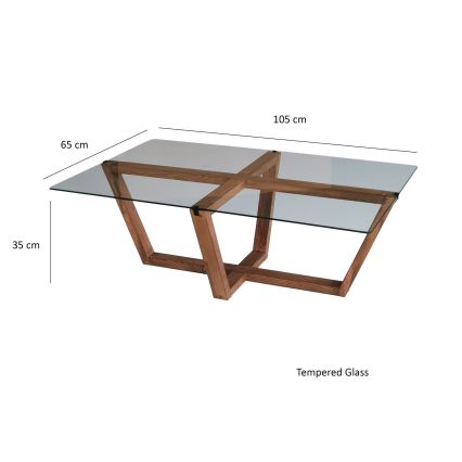 Table basse AMALFI 35x105 cm marron/transparent