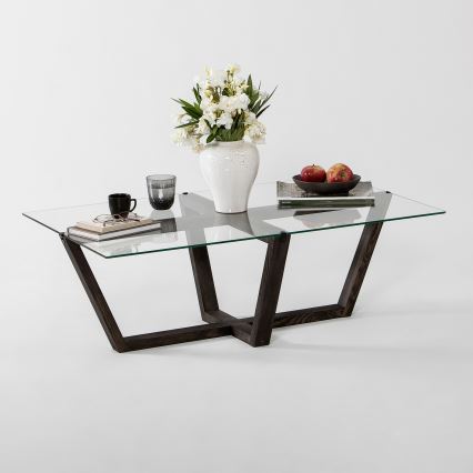 Table basse AMALFI 35x105 cm pin/transparent