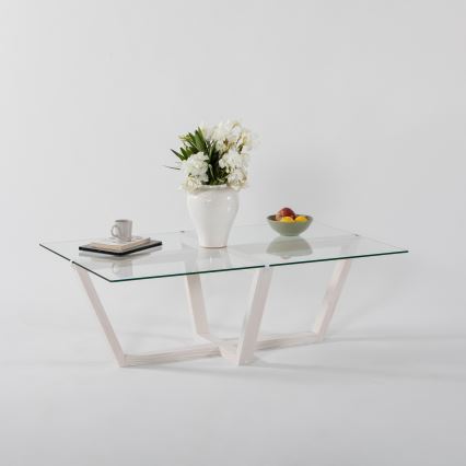 Table basse AMALFI 35x105 cm pin/transparent