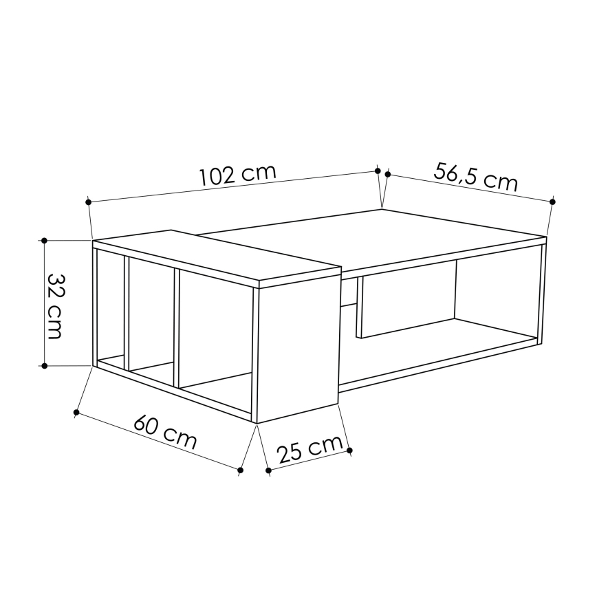 Table basse ANITA 32x102 cm marron/anthracite