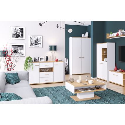 Table basse ANTHO 41x89 cm chêne naturel/blanc