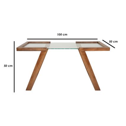 Table basse ATAR 100x50 cm hêtre/transparent