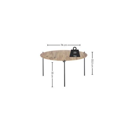 Table basse AURA Ø 74 cm chêne/anthracite