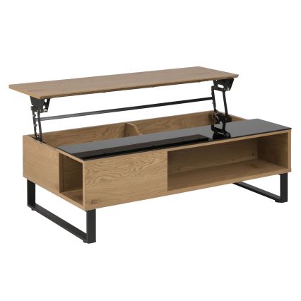 Table basse avec plateau relevable ENZO 110x60 cm noir/chêne
