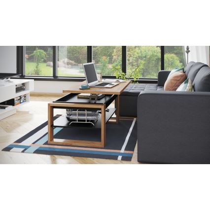 Table basse avec plateau relevable et étagère NEA chêne/noir