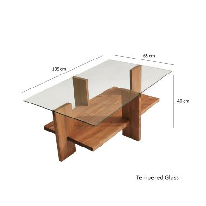 Table basse BABYLON 40x105 cm marron/transparent