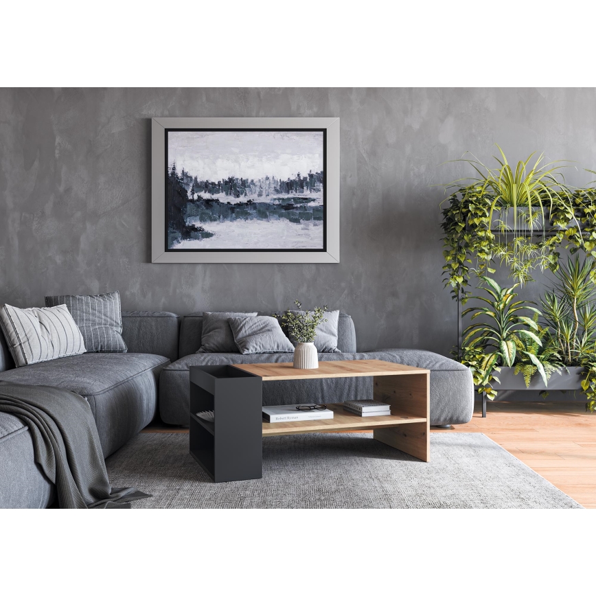 Table basse BELA 100x42 cm chêne artisan/anthracite
