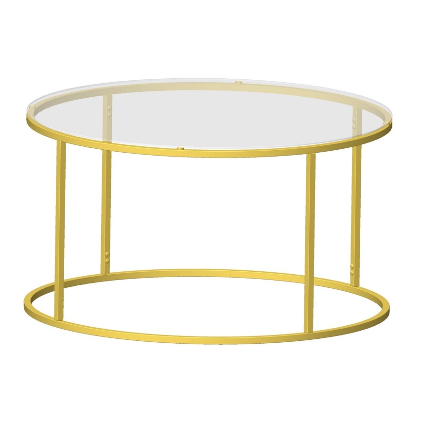 Table basse BERLIN 80x45 cm doré/transparent