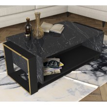 Table basse BIANCO 40,4x106,4 cm noire / dorée