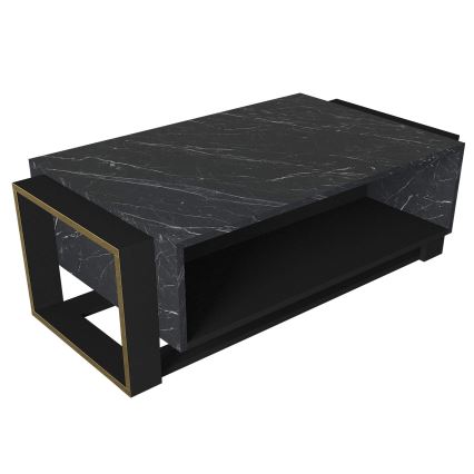 Table basse BIANCO 40,4x106,4 cm noire / dorée