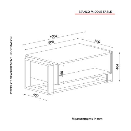 Table basse BIANCO 40,4x106,4 cm noire / dorée