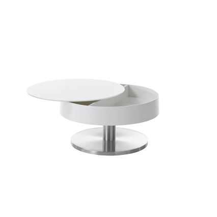 Table basse BLOCK, diamètre 79 cm, blanc/argenté