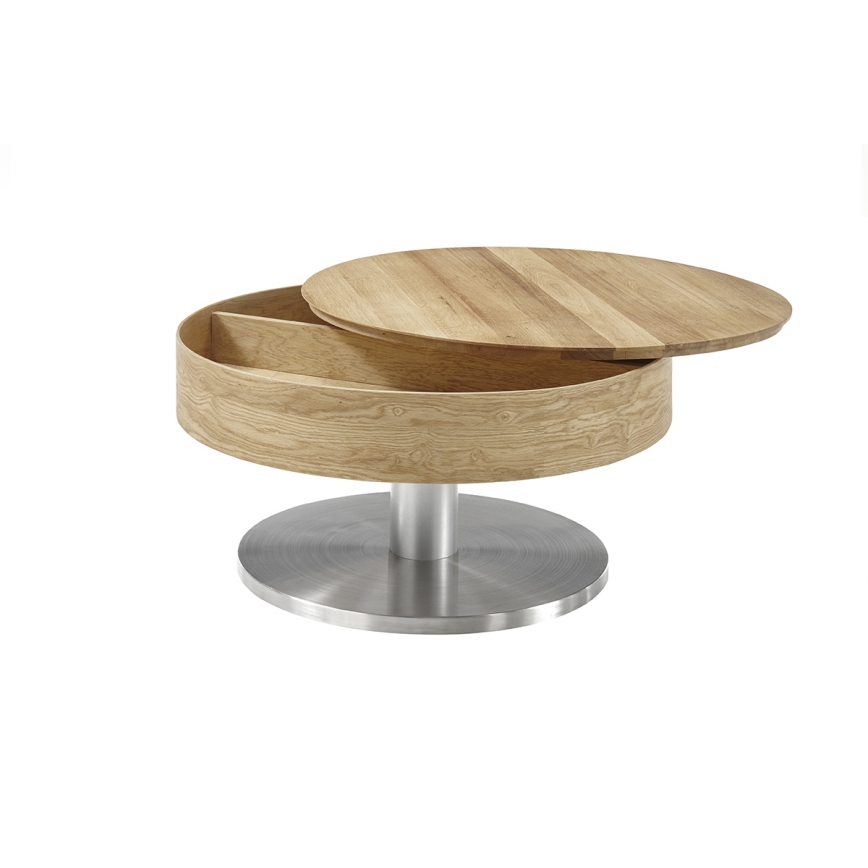 Table basse BLOCK Ø 79 cm, chêne/argenté
