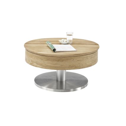 Table basse BLOCK Ø 79 cm, chêne/argenté