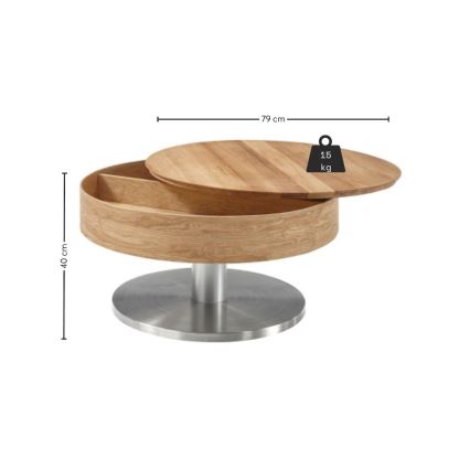 Table basse BLOCK Ø 79 cm, chêne/argenté