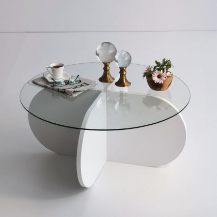 Table basse BUBBLE 35x75 cm blanc/transparent