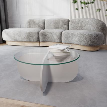 Table basse BUBBLE 35x75 cm blanc/transparent