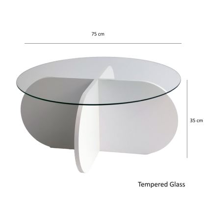 Table basse BUBBLE 35x75 cm blanc/transparent