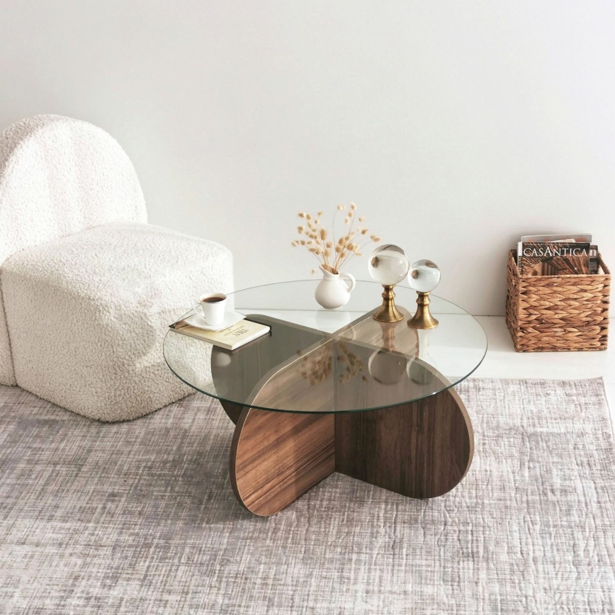 Table basse BUBBLE 35x75 cm marron/transparent