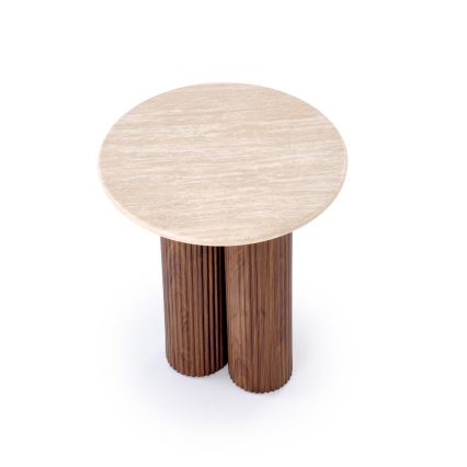 Table basse CALDO Ø 50 cm marron/beige