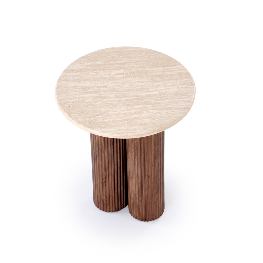 Table basse CALDO Ø 50 cm marron/beige
