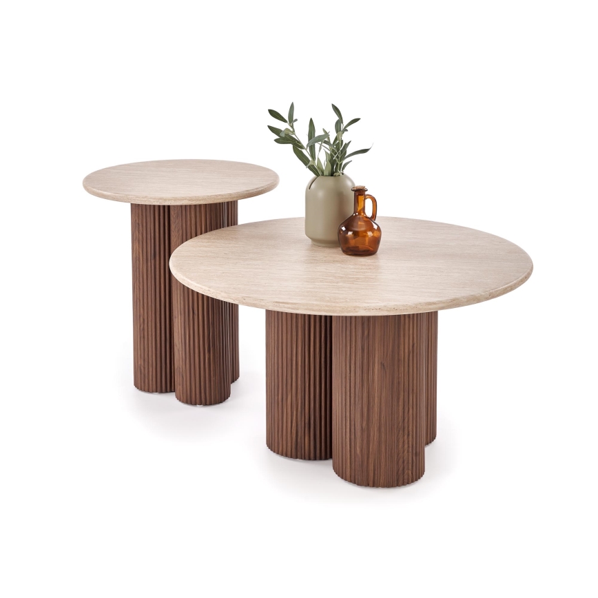 Table basse CALDO Ø 80 cm marron/beige