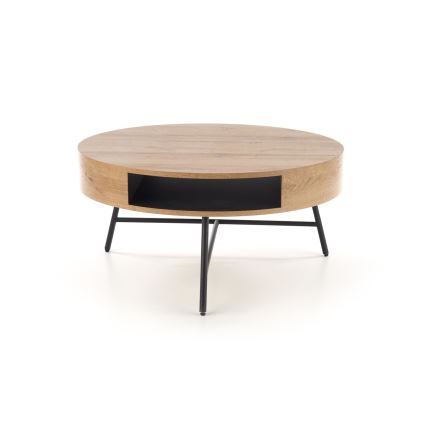 Table basse CAMILA 41x80 cm doré chêne/noir