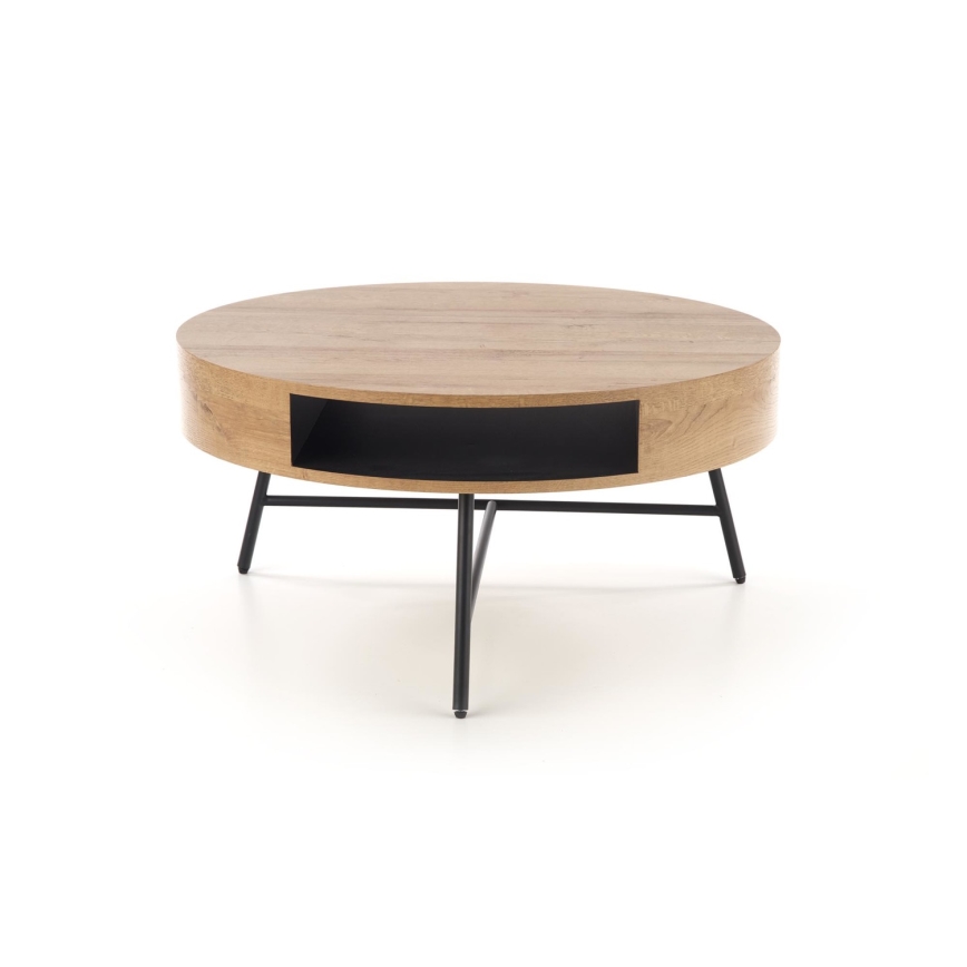 Table basse CAMILA 41x80 cm doré chêne/noir