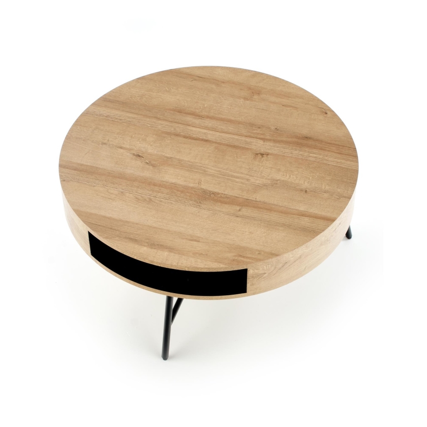 Table basse CAMILA 41x80 cm doré chêne/noir