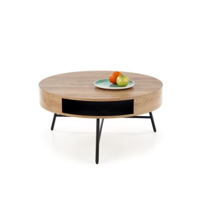 Table basse CAMILA 41x80 cm doré chêne/noir