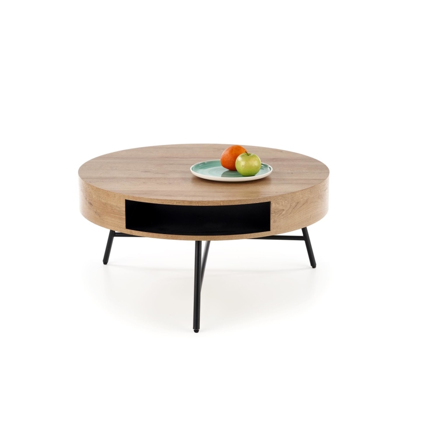 Table basse CAMILA 41x80 cm doré chêne/noir