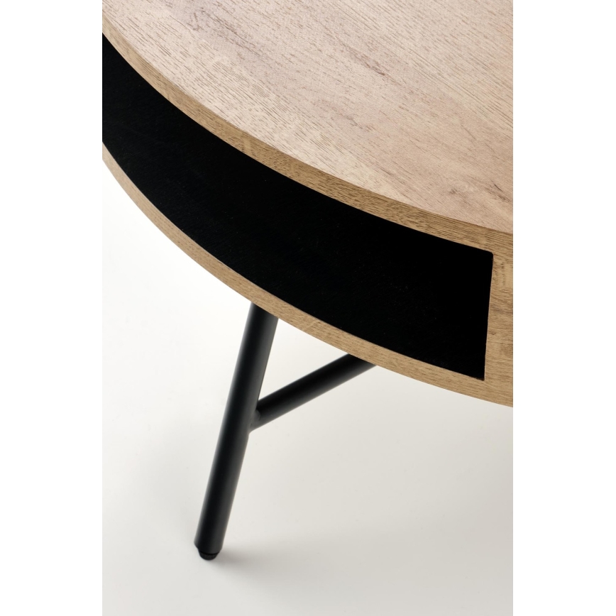 Table basse CAMILA 41x80 cm doré chêne/noir