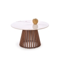 Table basse CARINA Ø 80 cm, brun/blanc, décor marbre
