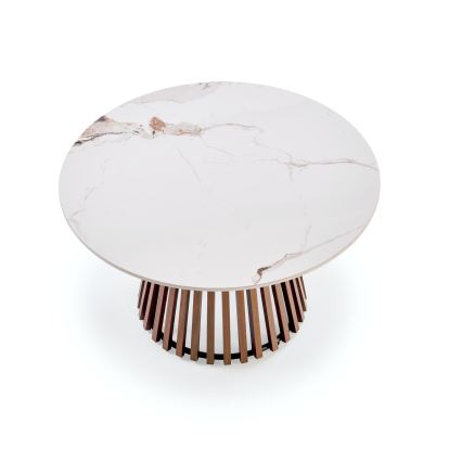 Table basse CARINA Ø 80 cm, brun/blanc, décor marbre